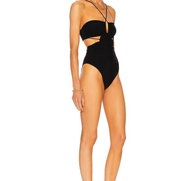 Magda Butrym Ruched Swimsuit One Piece Black L - Picture 2 of 3